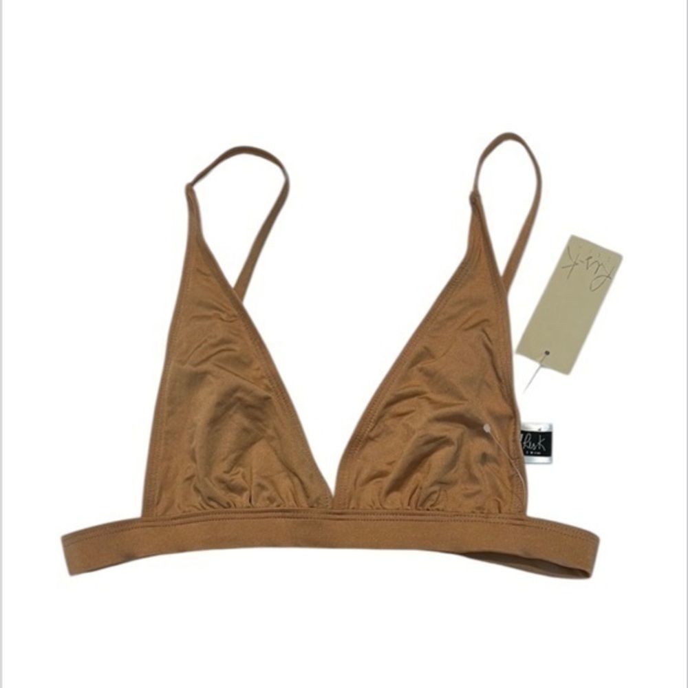 Ris-k Dippin' Daisy's Wanderlust nude triangle bikini swim top size small new